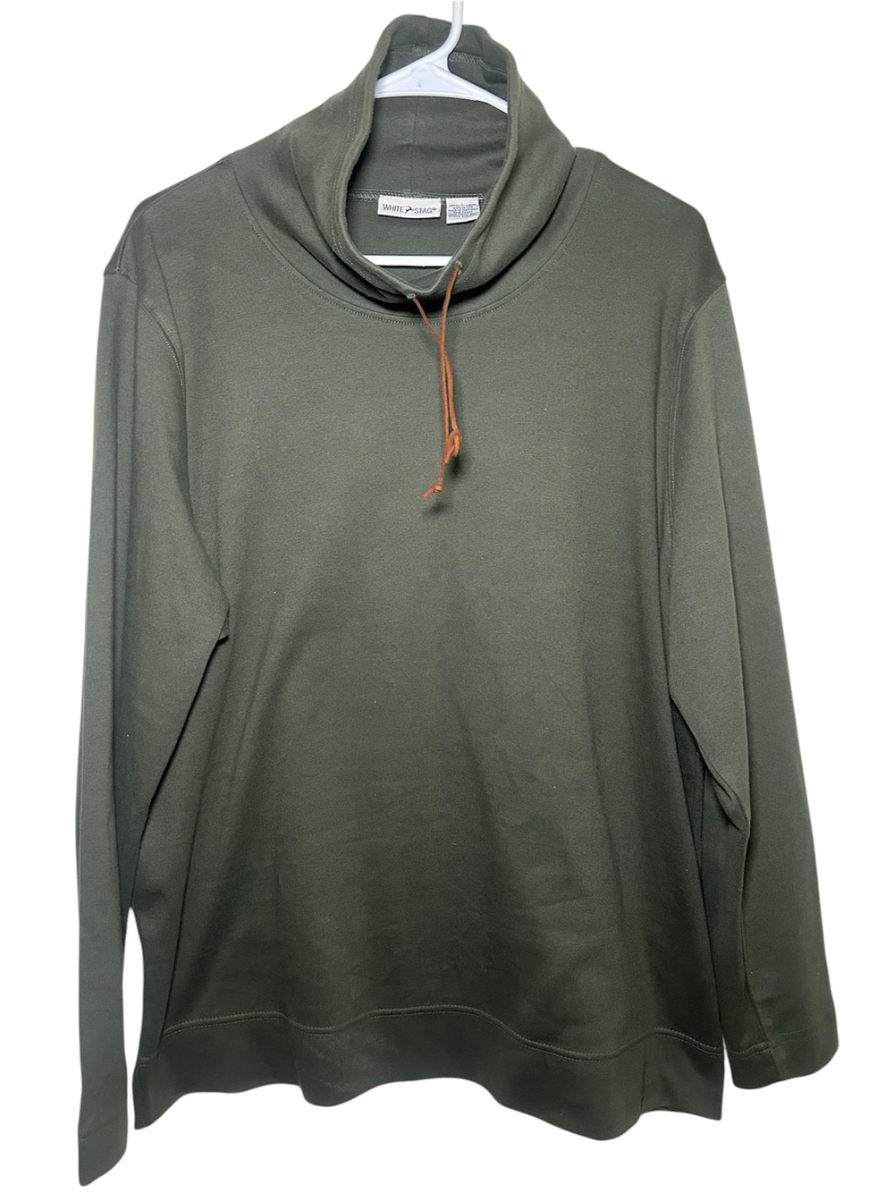 White Sag Forest Night Green Funnel Neck Sweater‎ 100% Cotton Warm Large Casual